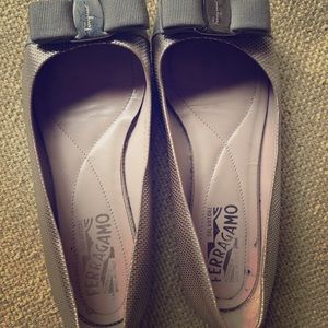 COPY - Salvatore Ferragamo Varina Metallic Silver Flats